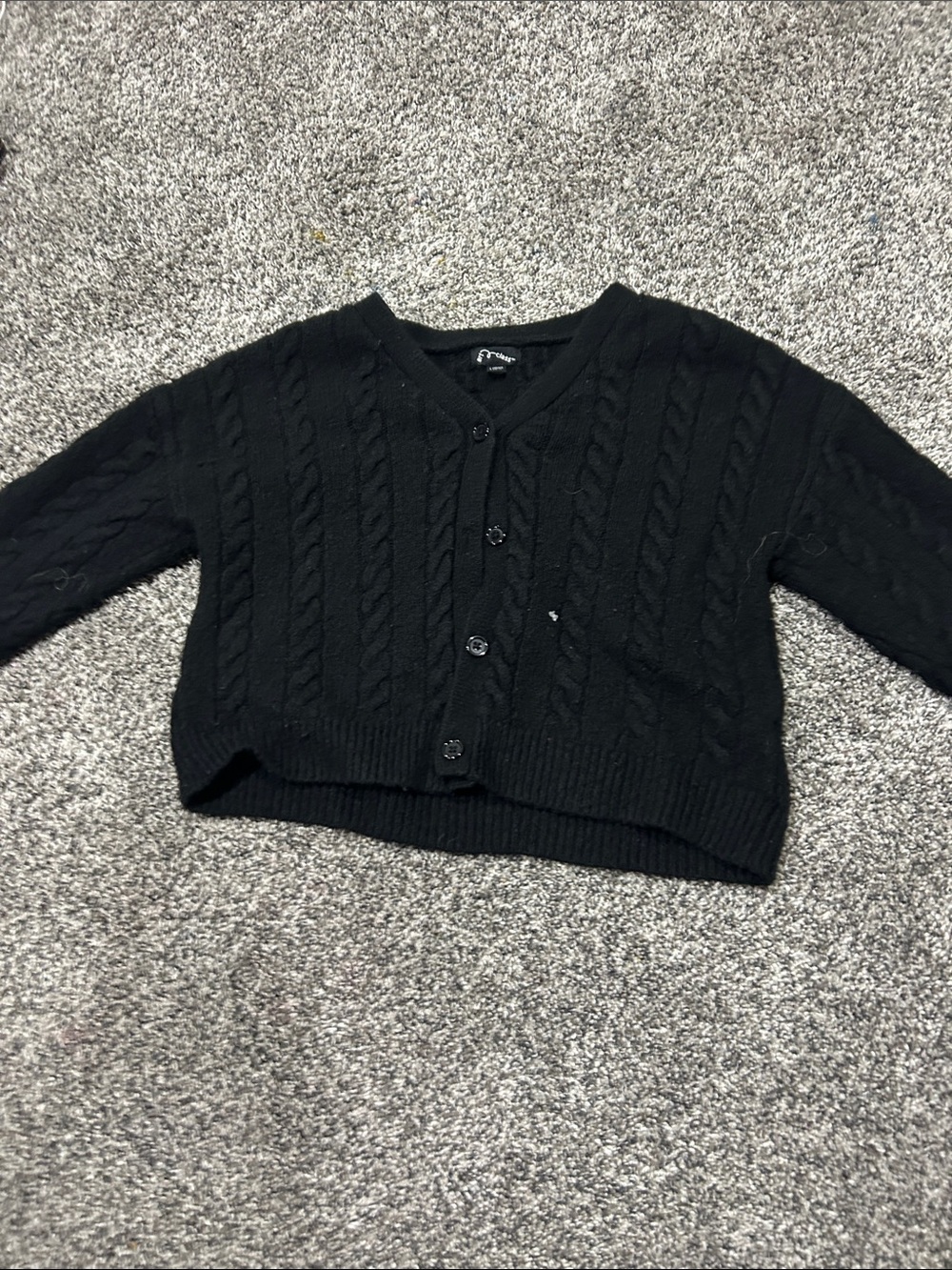 art class Black Cable-Knit Cropped Button Cardigan